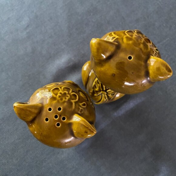 Vintage Rare Holt Howard HH Japan Green Glazed Tall Salt & Pepper Shakers - Picture 9 of 13